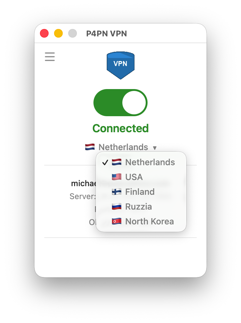 P4PN app - one tap to connect